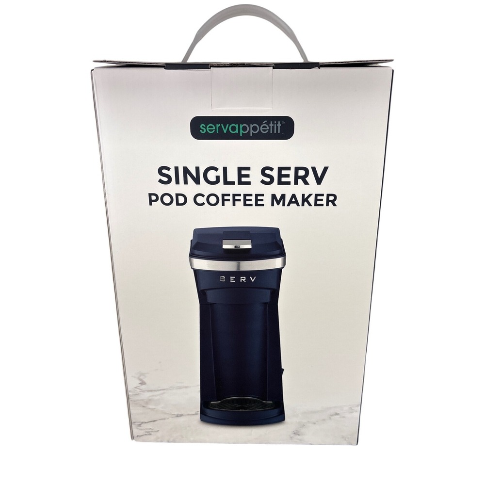 Servappetit Single Serv Pod Coffee Maker Navy K-Cup Compatible 15oz Capacity